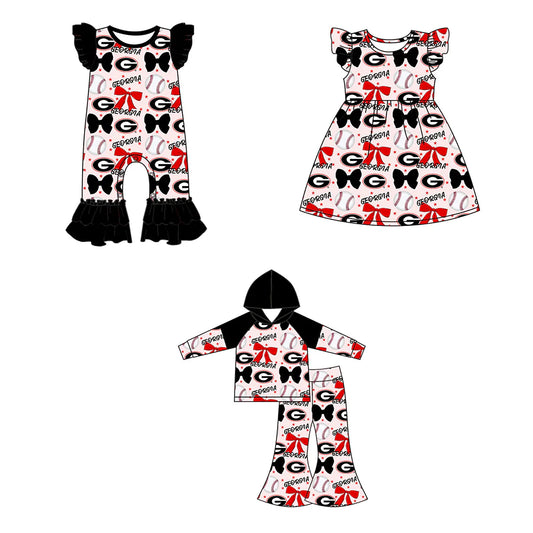 ( Moq 5 each style ) Baby Girl Toddler G Team Bows Baseball Sibling Romper Dress Set 6.13