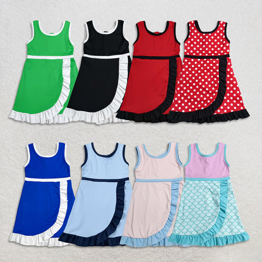 Sibling Baby Girl Kids Sleeveless Ruffle Knee Length Yoga Active Dresses RTS
