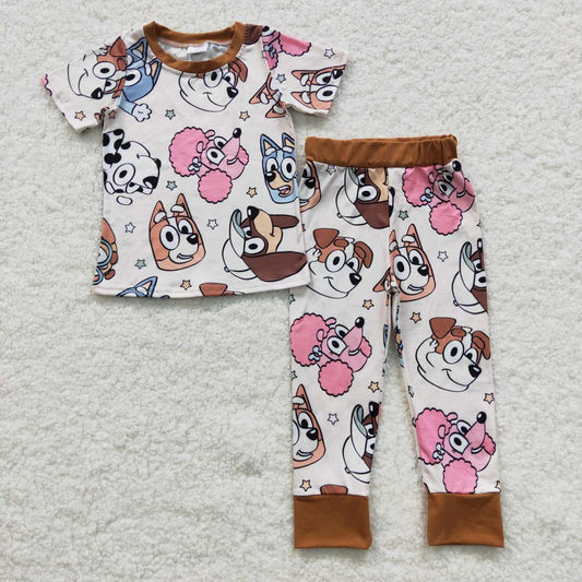 BSPO0120 Baby Kids Short Sleeves Shirt Pants Dogs Outfit Pajamas