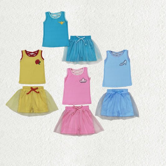 Baby Girl Sleeveless Princess Vest Tassel Shorts Sibling Clothes Set RTS