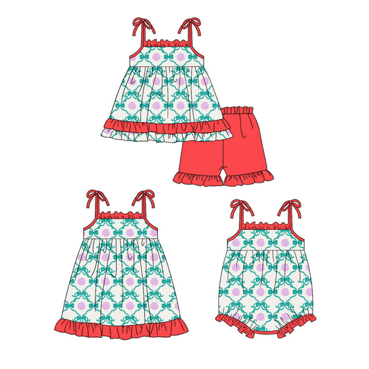 Baby Girl Straps Bows Sibling Romper Dress Set ( Moq 5 Each Style ) 12.24