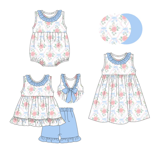 Baby Girl Flower Bows Sibling Romper Dress Set ( Moq 5 Each Style ) 2.25