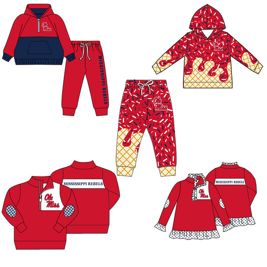 ( Moq 5 each style ) Baby Boy Girl Team Sibling Red Drips Shirt Pants Set 8.20