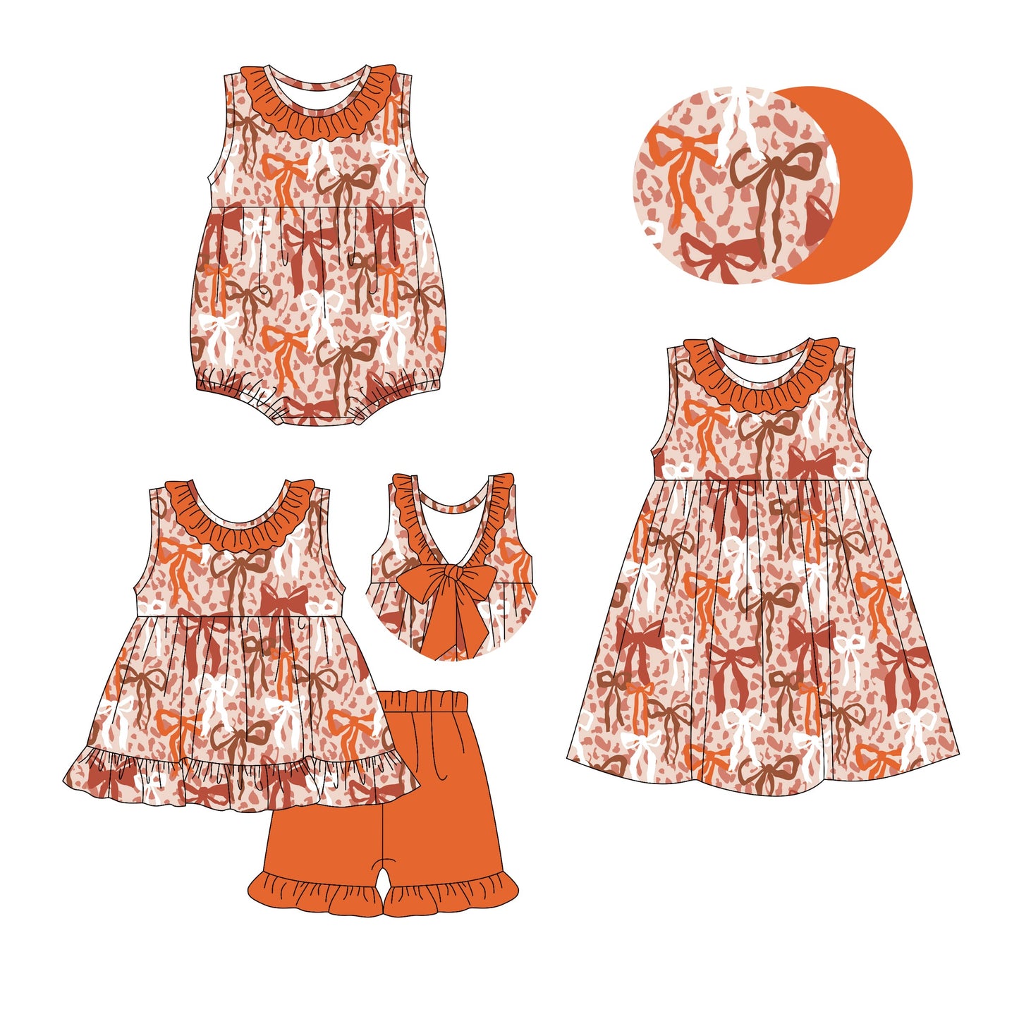 Baby Girl Sleeveless Ruffle Bows Sibling Romper Dress Set ( Moq 5 Each Style ) 3.19