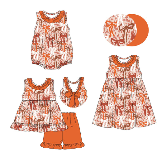 Baby Girl Sleeveless Ruffle Bows Sibling Romper Dress Set ( Moq 5 Each Style ) 3.19