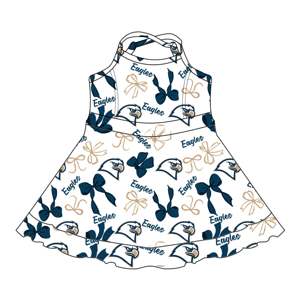 ( Moq 5 each style ) Baby Boy Girl Team Cheer Sibling Shirt Eagles Bows Jumpsuit Dress Set 7.31