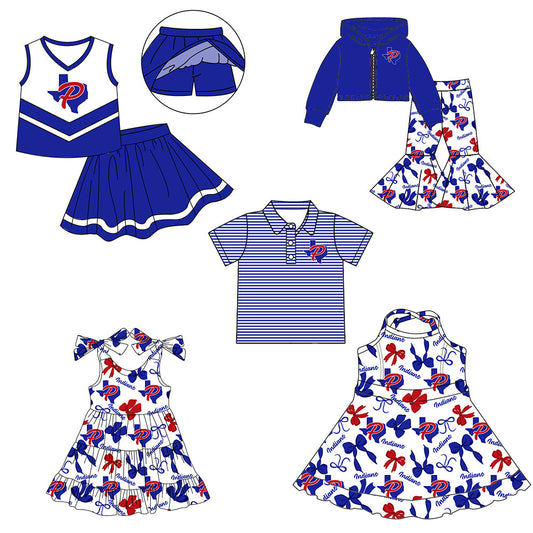 ( Moq 5 each style ) Baby Boy Girl Team Cheer Sibling Shirt Bows Jumpsuit Dress Set 8.4