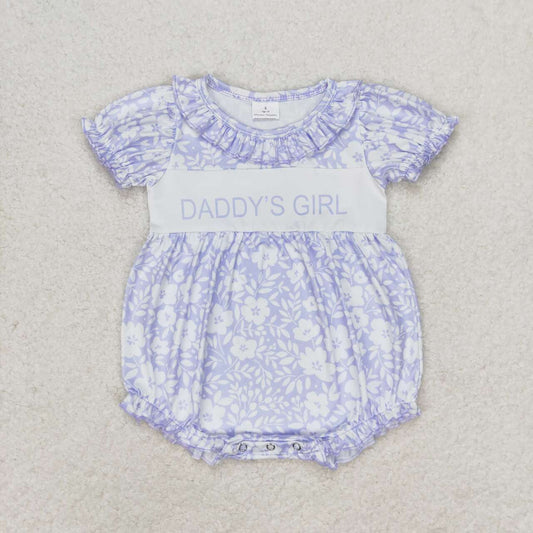 Newborn Baby Daddy's Girl Purple Floral Romper