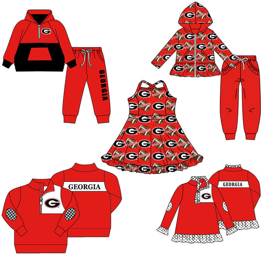 ( Moq 5 each style ) Baby Boy Girl Team Football Sibling Red Shirt Dress Set 8.19