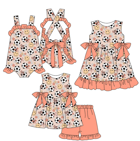 Baby Girl Football Smile Flower Sibling Romper Dress Set ( Moq 5 Each Style ) 3.5