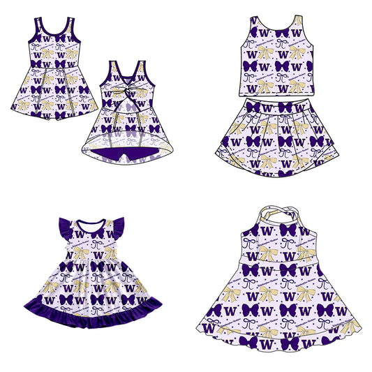 ( Moq 5 each style ) Baby Girl Toddler W Team Bows Sibling Dress Set 6.25