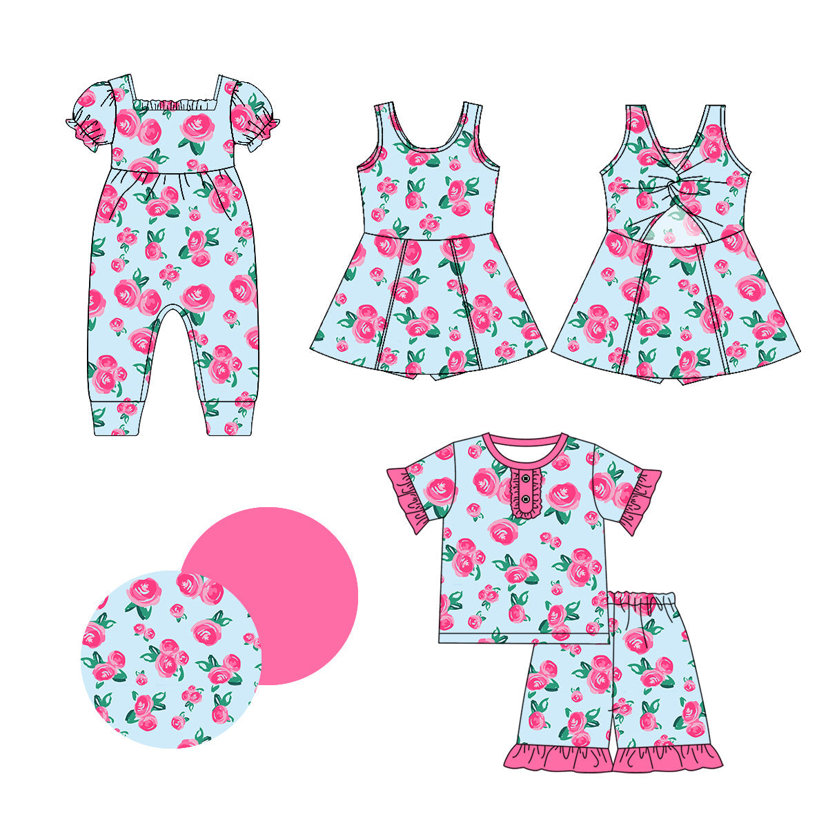 Baby Girl Flower Summer Sibling Romper Dress Set ( Moq 5 Each Style ) 1.2