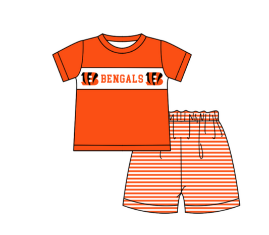 ( Moq 5 ) Baby Boys Toddler Short Sleeves Shirt Stripes Shorts Team Summer Set