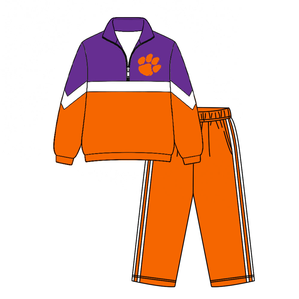 ( Moq 5 ) Baby Boys Kids Long Sleeves Zipper Pullover Shirt Pants Team Clothes Set