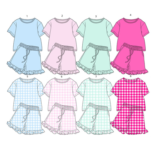 ( Moq 5 Each Style ) Sibling Baby Girls Toddler Summer Short Sleeves Shirts Shorts Sets