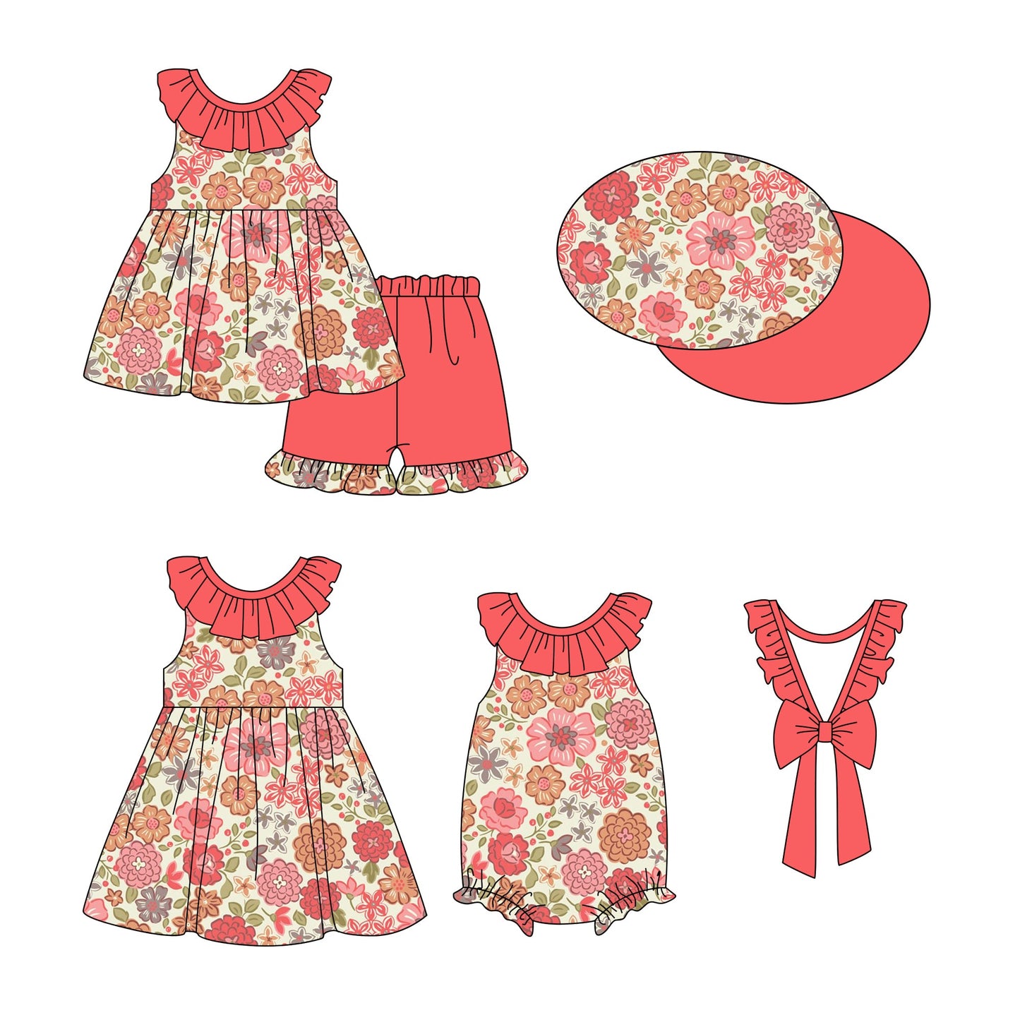 Baby Girl Flower Sibling Romper Dress Set ( Moq 5 Each Style ) 12.26