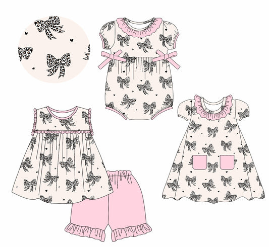 Baby Girl Leopard Bows Sibling Romper Dress Set ( Moq 5 Each Style ) 2.114
