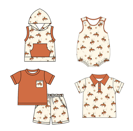 Baby Boy Rodeo Western Sibling Romper Shirt Set ( Moq 5 Each Style ) 2.8