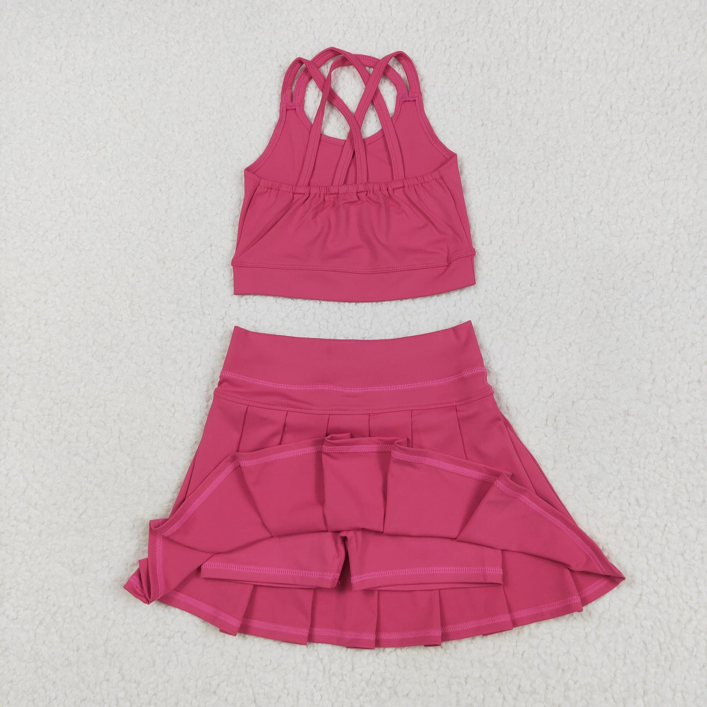 Baby Girl Hot Pink Straps Vest Tops Skort Yoga Active Set RTS