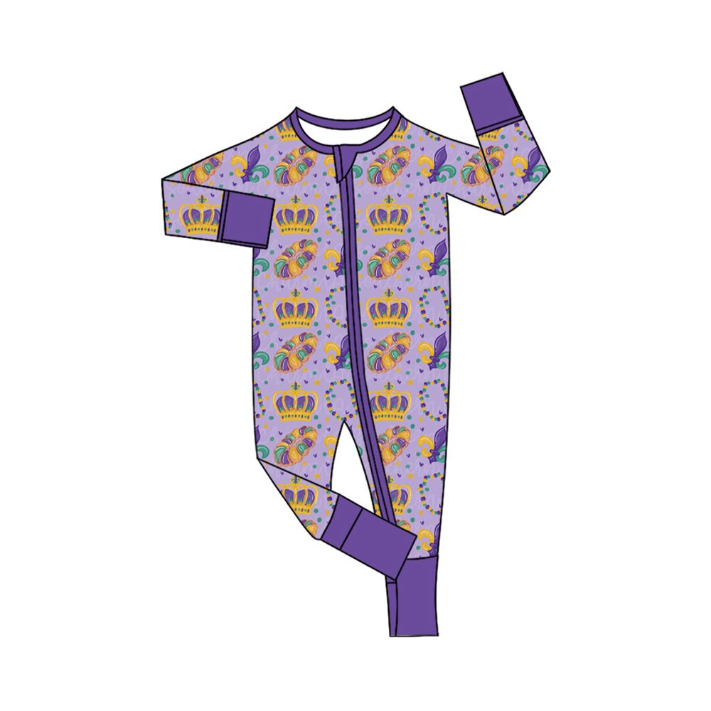 ( Moq 5 ) Preorder Baby Toddler Kids Flower Donuts Mardi Gras Zipper Footie Sleeper Romper Clothes