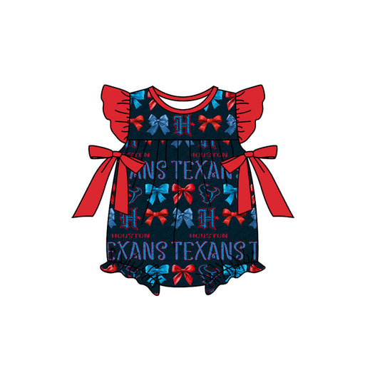 Baby Girl Short Sleeves Team Bows Bubble Romper Moq 5