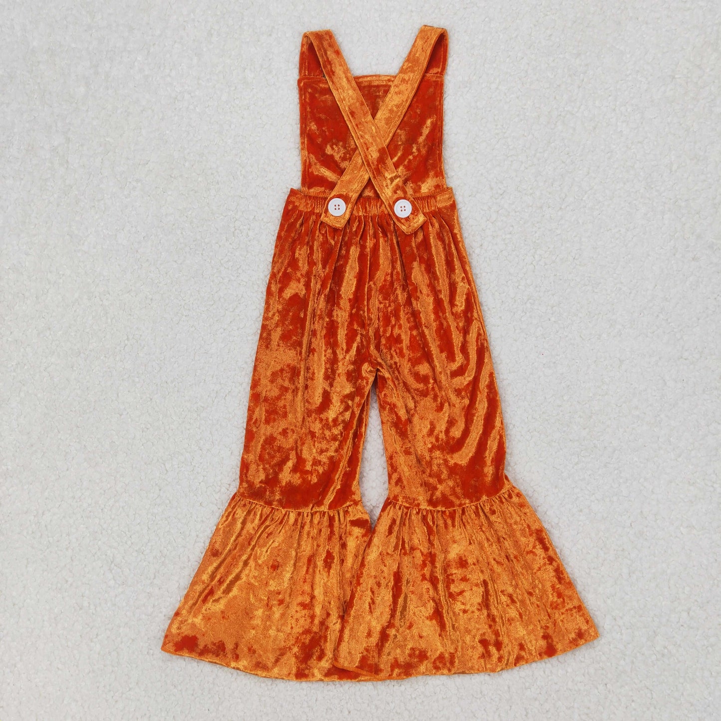 Baby Girl Straps Orange Embroidery Dog Velvet Jumpsuit RTS