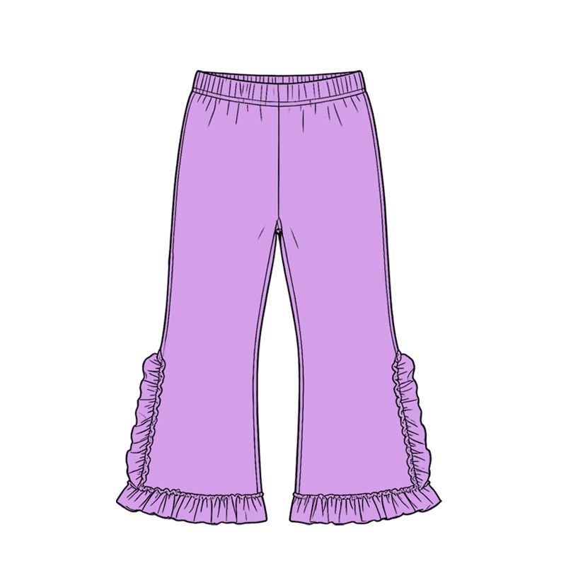 ( Moq 5 ) Baby Girls Kids Purple Ruffle Pants Bottoms Cotton Clothes