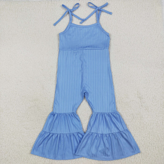 Baby Girl Blue Straps Bell Pants Ribbed Jumpsuit Clothes RTS