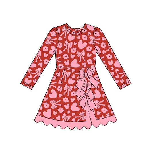 ( Moq 5 ) Preorder Baby Girls Kids Hearts Bows Valentine Shorts Scallop Dress Yoga Active Clothes