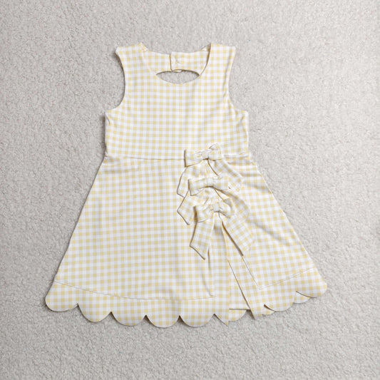 Baby Girls Sleeveless Yellow Plaid Bows with Shorts Yoga Dress RTS