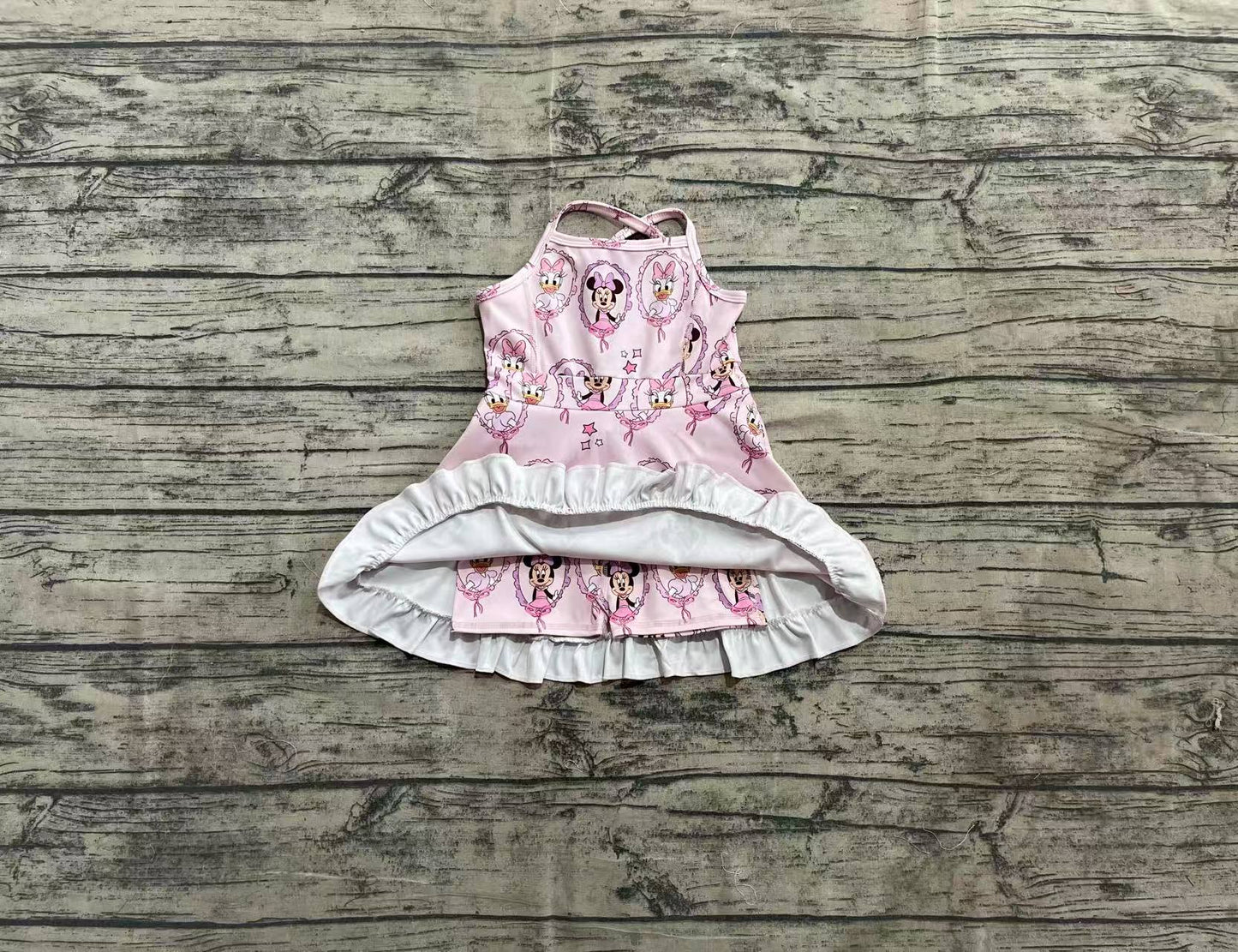Baby Girl Straps SCartoon Mouse Ducks Yoga Active Knee Length Dress RTS