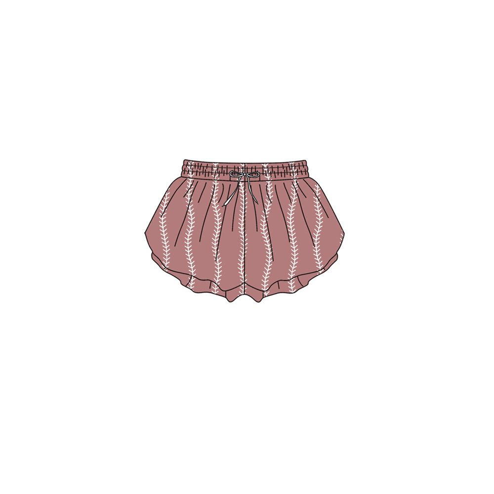 ( No moq ) Preorder Baby Girls Kids Baseball Yoga Active Ruffle Shorts Bottom Clothes