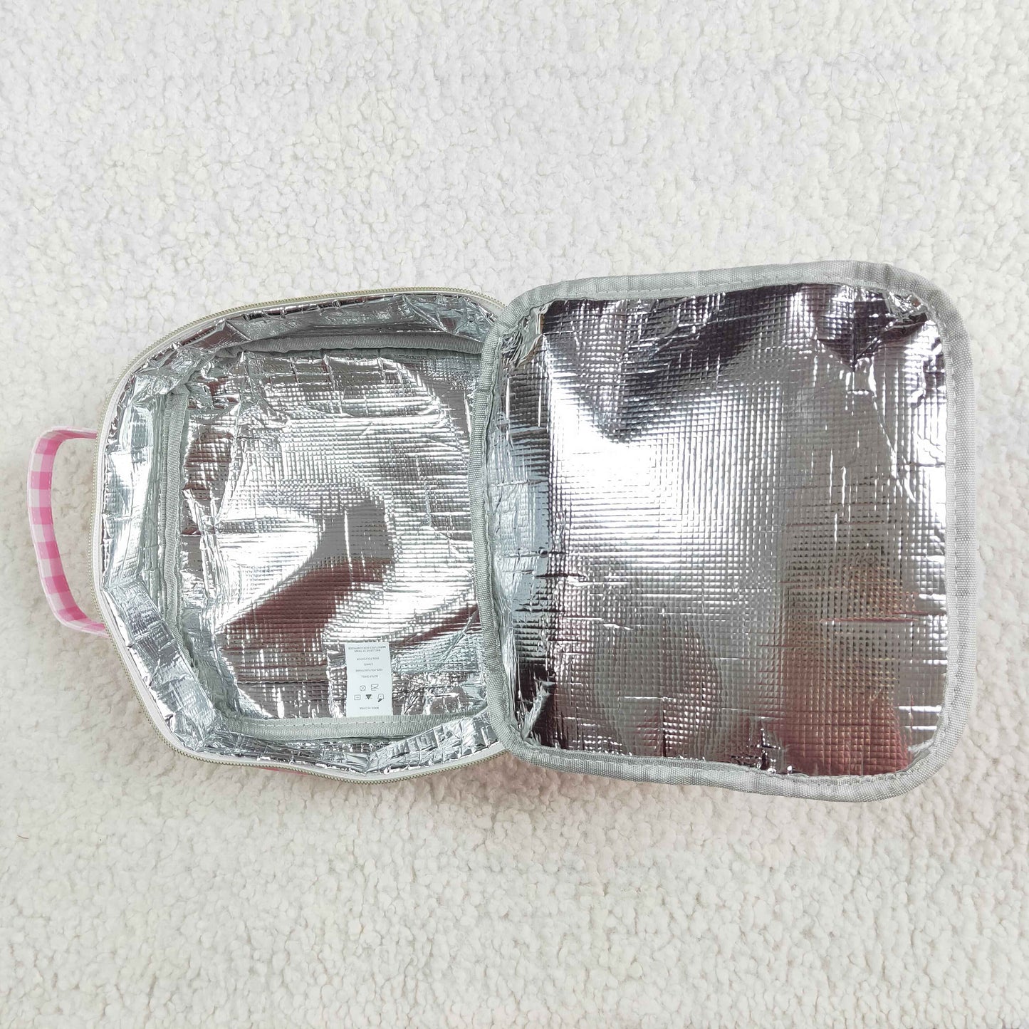 Baby Girl Kids Pink Checked Lunch Box Picnic Thermal Bag