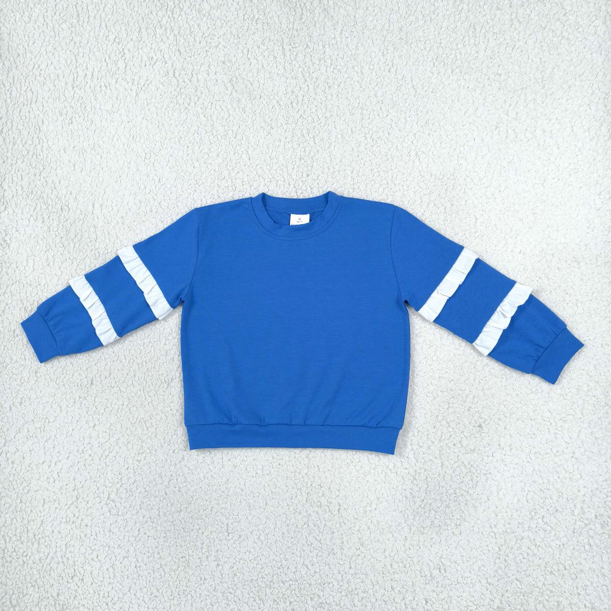 ( No moq ) Preorder Baby Girls Toddler Ruffle Long Sleeves Blue Shirt Tops Cotton Clothes