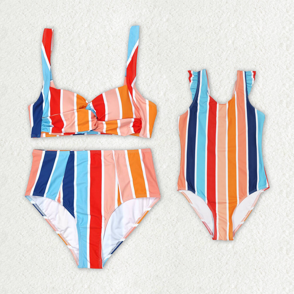 Mommy & Me Adult Baby Girl Summer Stripes Swimsuit