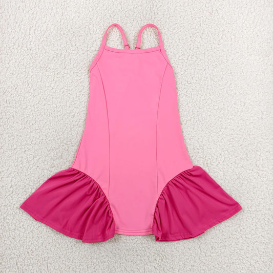 Baby Girls Kids Straps Pink Yoga Active Ruffle Dress RTS