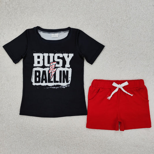 Baby Boy Kids Toddler Baseball Shirt Red Cotton Shorts Clothes Set RTS