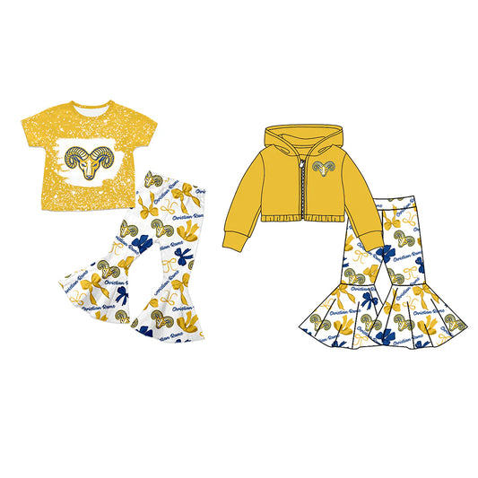 ( Moq 5 each style ) Baby Girl Team Sibling Rams Bows Dress Set 7.24