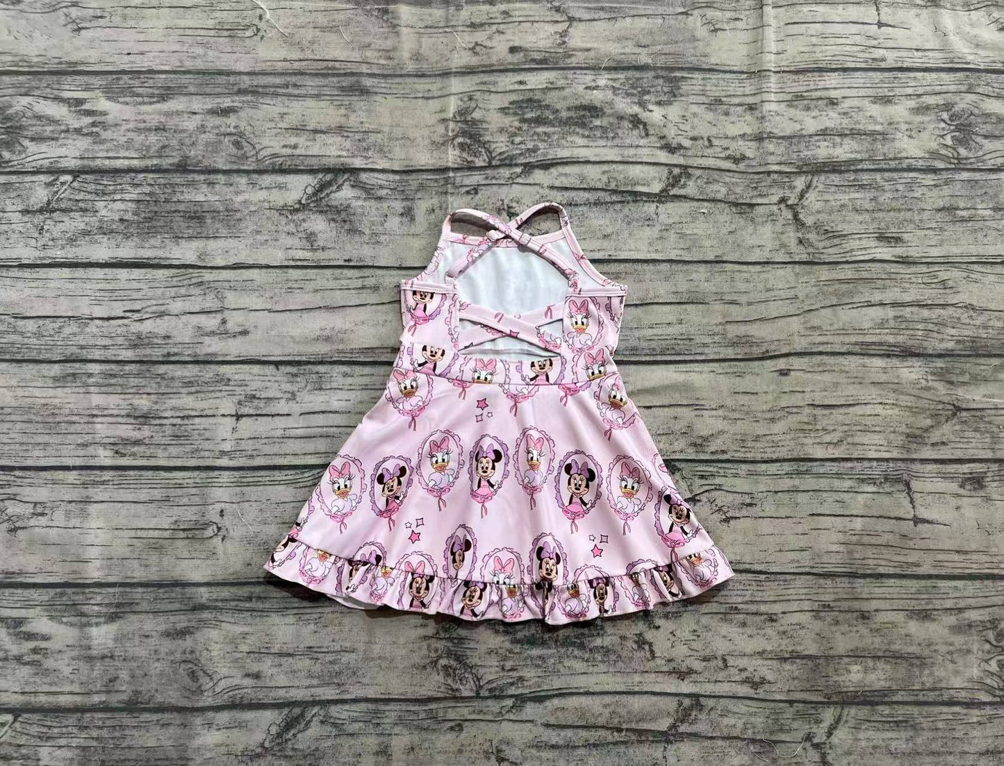 Baby Girl Straps SCartoon Mouse Ducks Yoga Active Knee Length Dress RTS