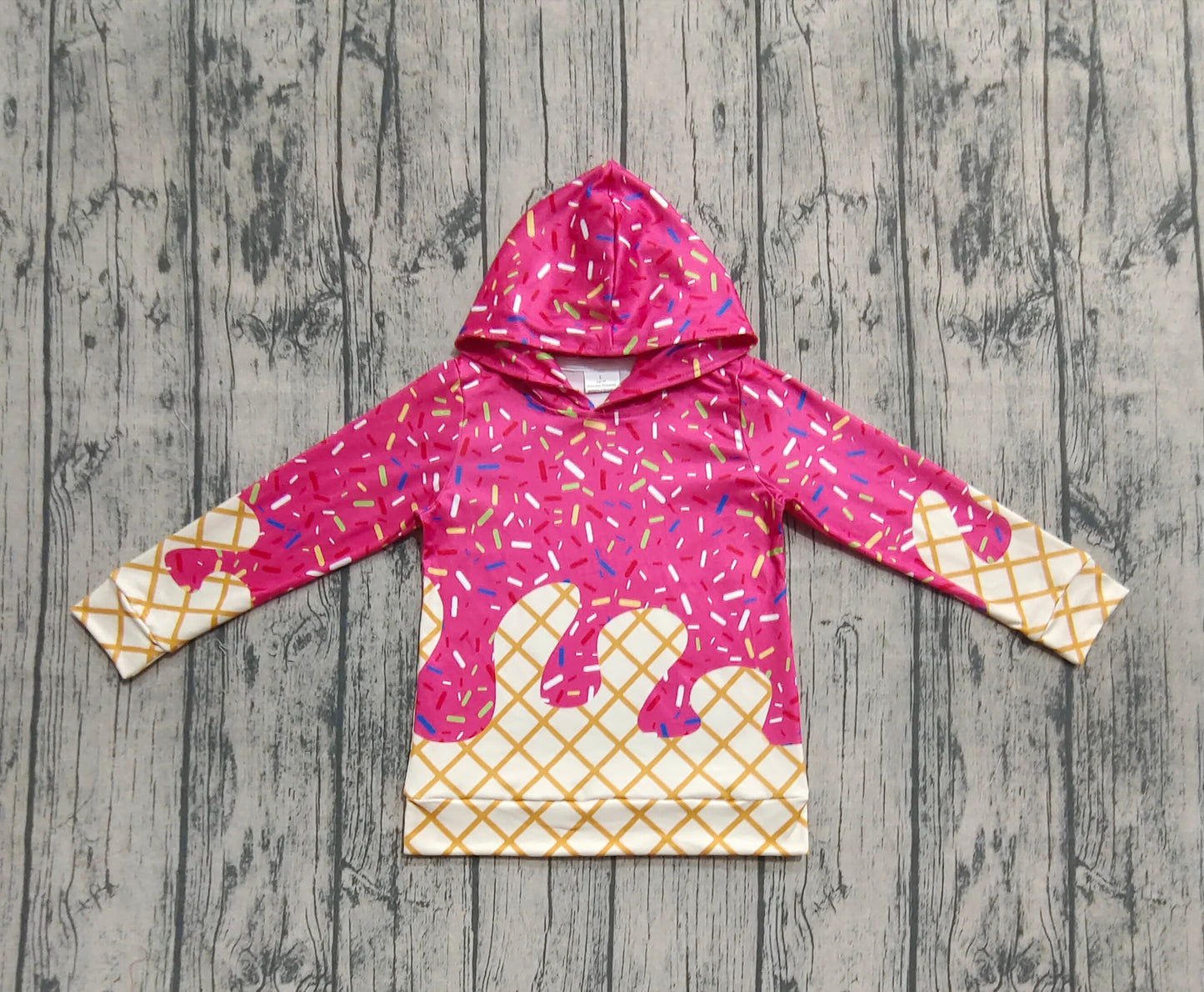 Baby Girl Long Sleeves Team Pink Drip Hoodie Shirt Tops RTS