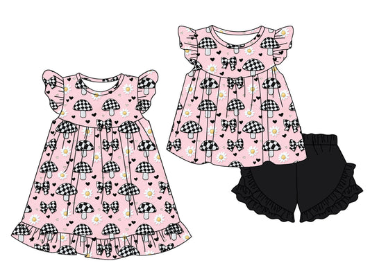 Baby Girl Short Sleeves Flower Bows Sibling Dress Set ( Moq 5 Each Style ) 1.8