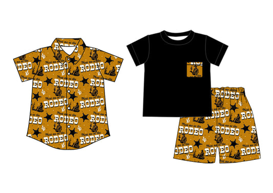( Moq 5 Each Style ) Baby Boy Short Sleeves Western Rodeo Sibling Shirt Set 4.21