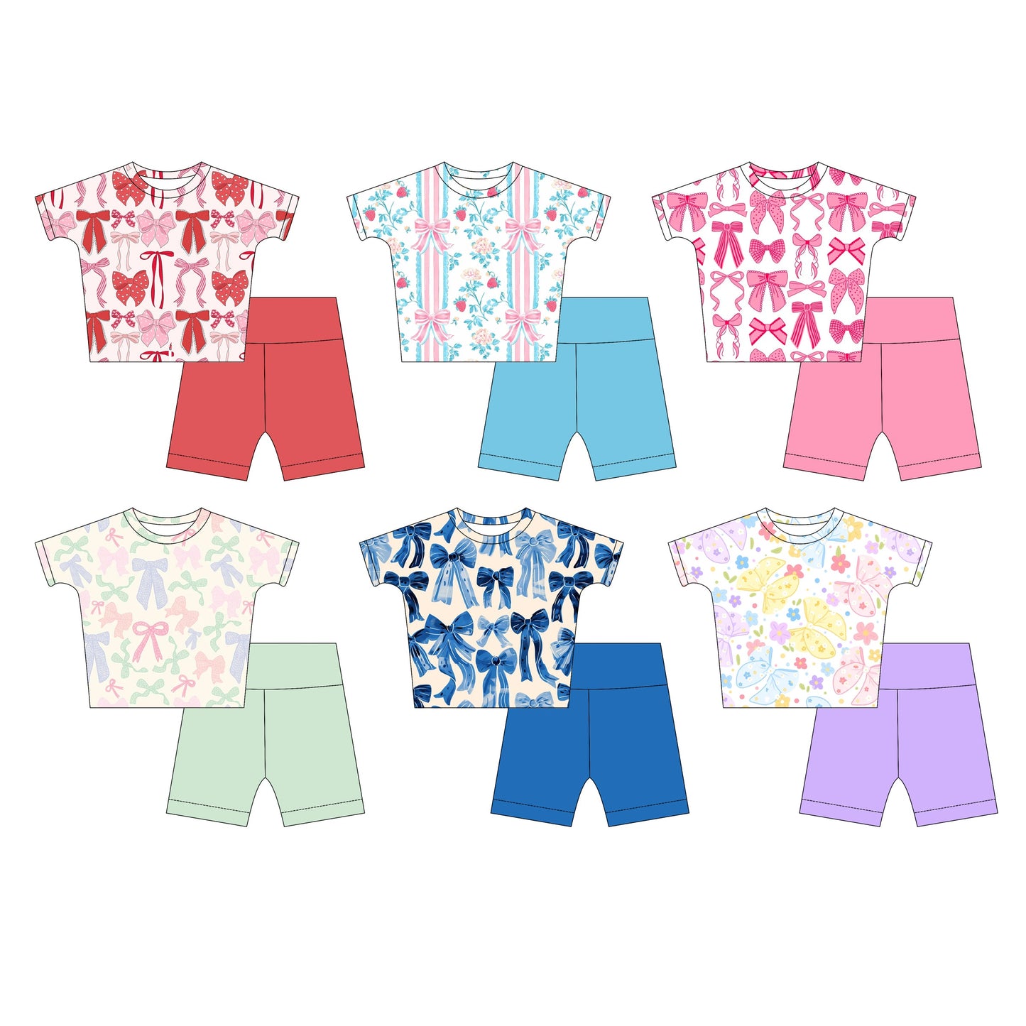 ( Moq 5 Each Style ) Baby Girl Short Sleeves Bows Sibling Set 3.24
