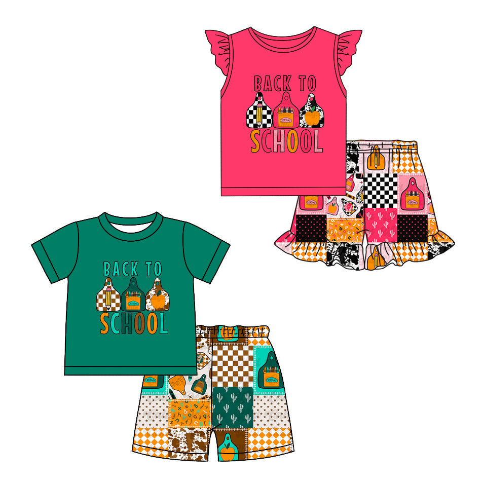 Baby Boy Girl Short Sleeves Back To School Sibling Set ( Moq 5 Each Style ) 4.1