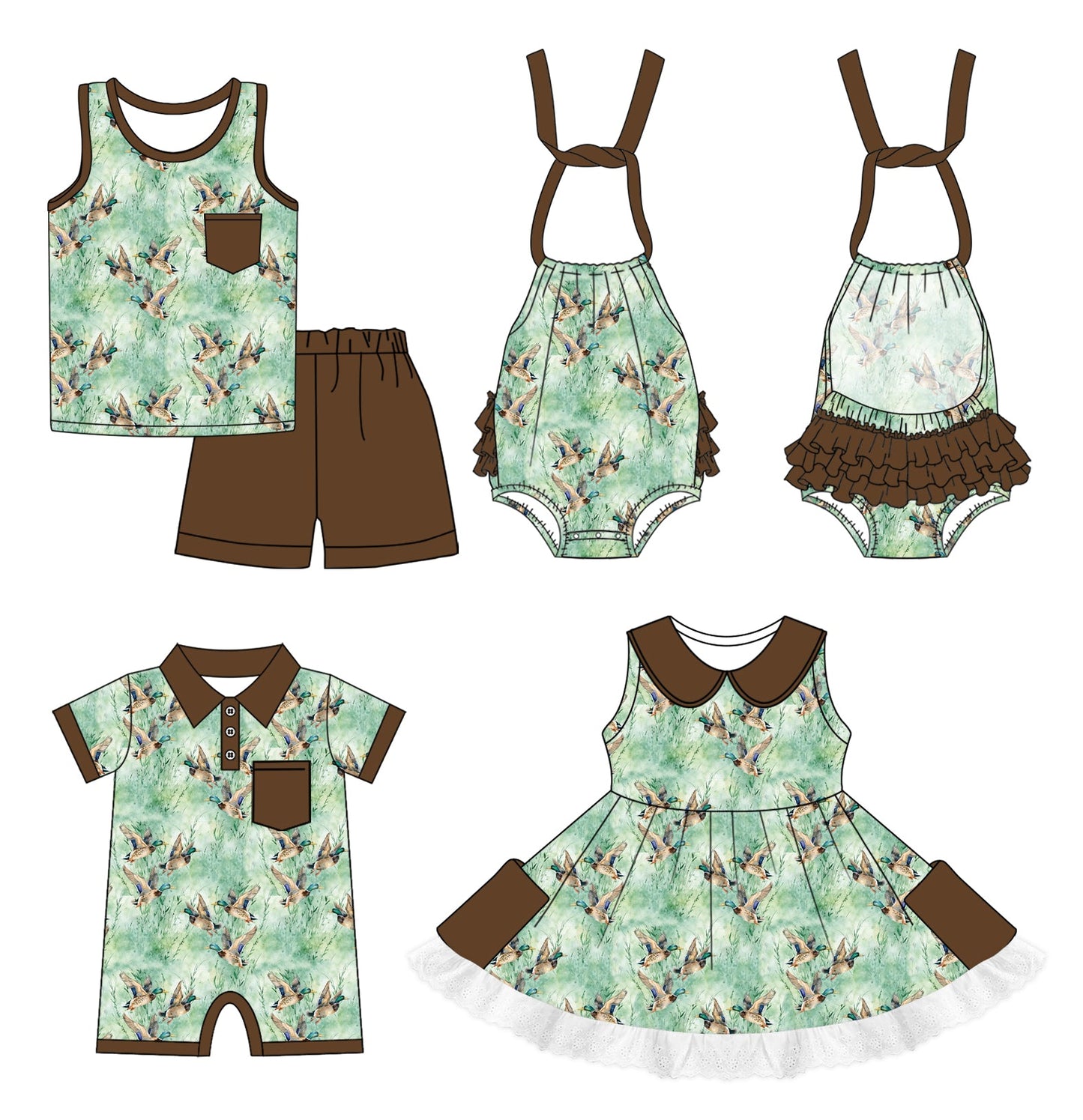 Baby Boy Girl Ducks Sibling Romper Dress Set ( Moq 5 Each Style ) 1.3