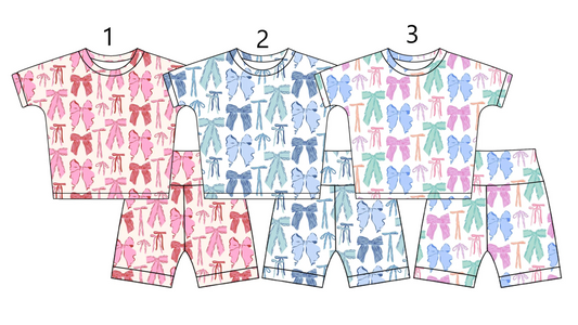 Baby Girl Flower Blue Bows Sibling Romper Dress Set ( Moq 5 Each Style ) 2.21