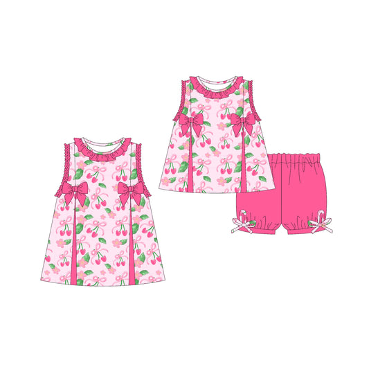 ( Moq 5 Each Style ) Baby Girl Sleeveless Bows Strawberry Flower Sibling Dress Set 3.22