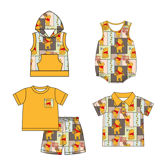 Baby Boy Bear Cartoon Sibling Romper Shirt Set ( Moq 5 Each Style ) 2.22