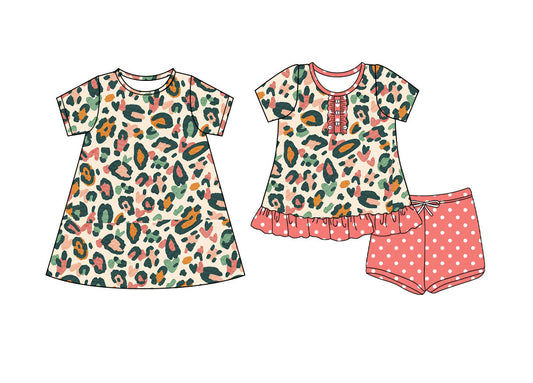 ( Moq 5 Each Style ) Baby Girl Short Sleeves Leopard Sibling Summer Dress Set 4.21