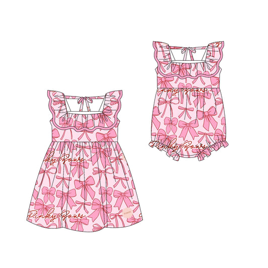 Baby Girl Pink Bows Ruffle Summer Sibling Romper Dress ( Moq 5 Each Style ) 2.28